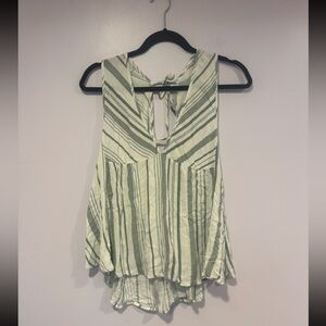 Fab Rik green and white stripe flowy tank‎ top